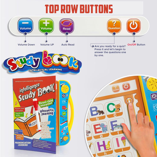 Intelligence Sound Book for Kids – Learn ABC, Words, Numbers, Shapes, Animals & Vehicles – Fun Educational Toy for Toddlers & Preschoolers