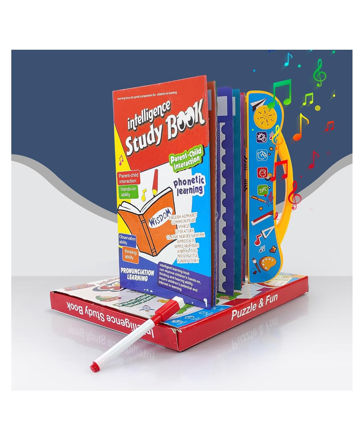 Intelligence Sound Book for Kids – Learn ABC, Words, Numbers, Shapes, Animals & Vehicles – Fun Educational Toy for Toddlers & Preschoolers