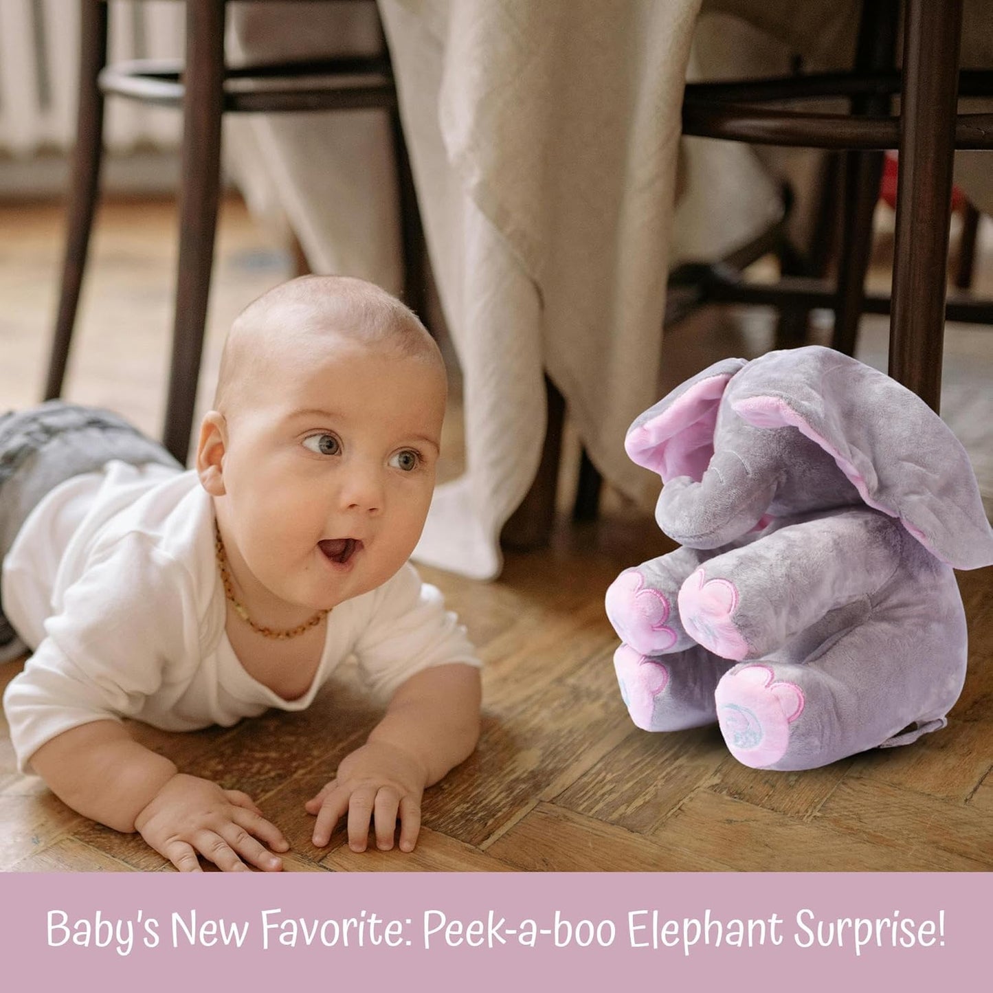 Musical Singing Elephant Plush Toy Light Up Peek-A-Boo Soft Elephant