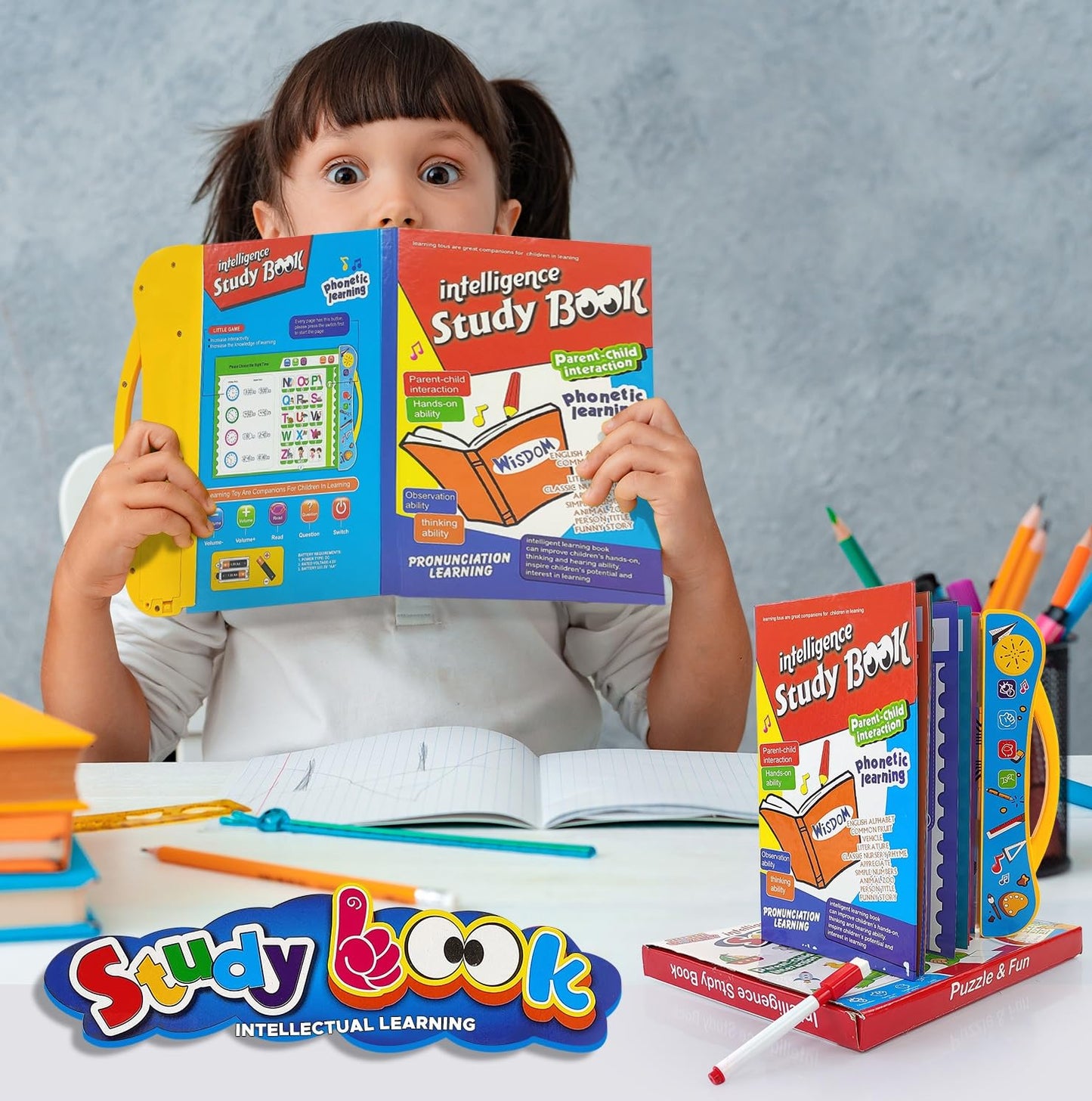 Intelligence Sound Book for Kids – Learn ABC, Words, Numbers, Shapes, Animals & Vehicles – Fun Educational Toy for Toddlers & Preschoolers
